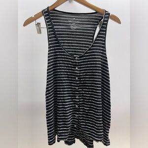 American Eagle Outfitters Black and White Buttoned Tank Top